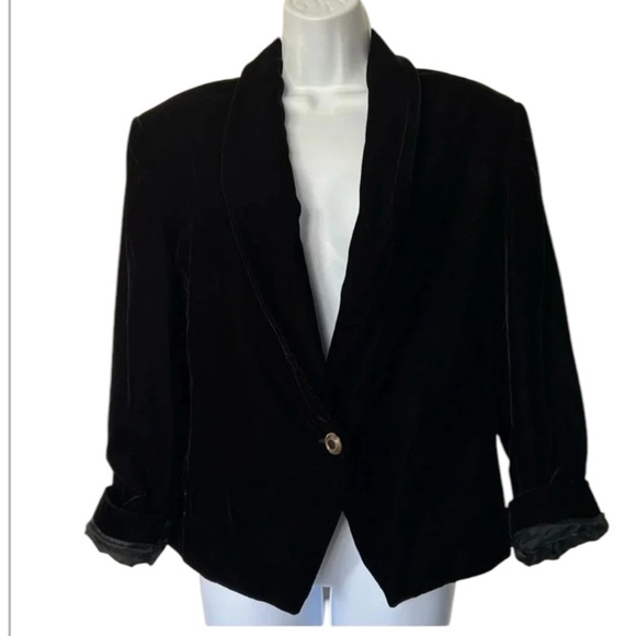 Brooks Brothers vintage black velvet cropped jacket shawl collar tuxedo  16 - Picture 1 of 7
